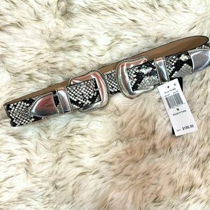 Leather Python Double Buckle Belt
